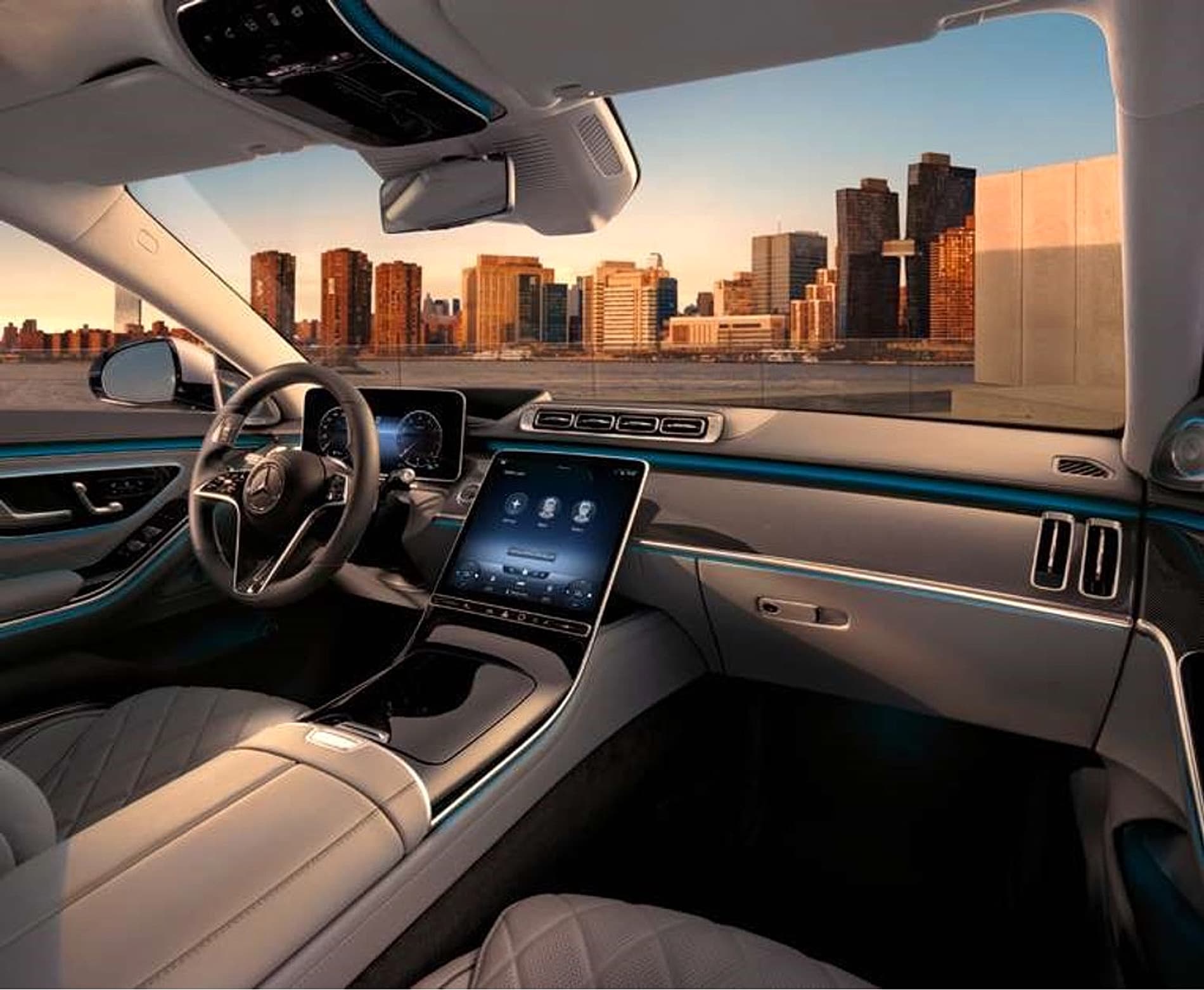 Mercedes S-Class cockpit and dashboard detail